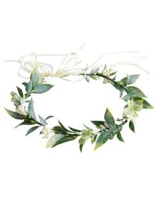 1 Stück verstellbarer Kranz aus synthetischen Blättern und Blumen, Eukalyptus Blumenkranz Haarband für Frauen, Blumenmädchen, Boho-Stil, Party, Fotoshooting, Feiertage, Hochzeit, St. Patrick's Day