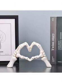 1 pièce Statuette de geste de la main pour bureau, ornements d'amour, statue de crâne de couple, décoration de mariage et de maison créative pour le bureau, figurines en forme de cœur pour étagère de salon, table de café, centre-pièce, convient pour la décoration de la maison, de la chambre, du bureau et des étudiants, le meilleur cadeau de Noël, cadeau de la Saint-Valentin en hiver