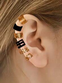 Set de 12 piezas de ear cuffs, clips de oreja y aretes de estilo oscuro y de moda, accesorios como regalo para mujeres y niñas para uso diario y fiestas