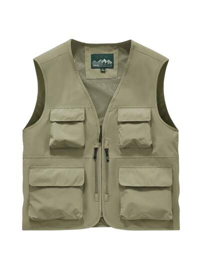 MM-7881 2024 新款纯色休闲背心男士，户外徒步多口袋男士夹克，简约轻便男士夹克