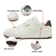 Caven 2.0 Lux: Zapatillas bajas para hombre y mujer, para parejas, calzado deportivo para exterior y calzado casual. - Gris-dorado-marrón café - Ver 1
