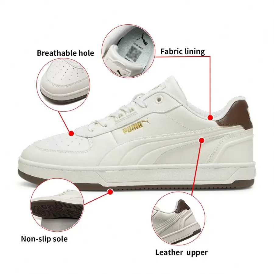 Caven 2.0 Lux: Zapatillas bajas para hombre y mujer, para parejas, calzado deportivo para exterior y calzado casual. - Gris-dorado-marrón café - Ver 1