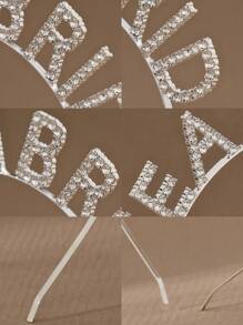 6件套女士个性化时尚婚礼宾客字母头饰，伴娘水晶头饰 - 銀色 - 查看 4