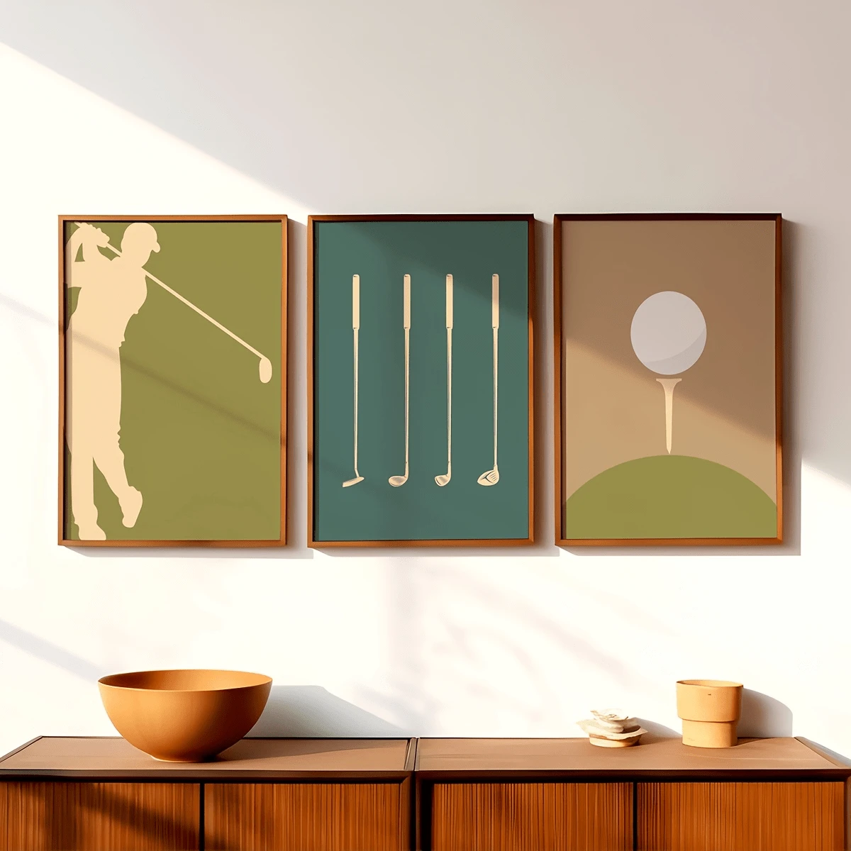 3 Retro Minimalist Golf Canvas Posters For Art Decoration Of Living Room Walls, Borderless - Multicolor - View 1