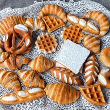 3件套，逼真面包法棍牛角包系列，华夫饼贝果PU材质欧式苏打面包模型法棍糕点吐司袋节日派对用品摄影仿真面包道具礼物生日毕业 - 多色 - 查看 4