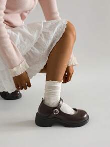 Black Vintage French Thick Sole Mary Jane Shoes For Women, New 2024 Summer Low Vamp Dress Shoes