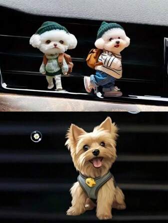 1PC 汽车小狗出风口香薰夹，19种小狗款式可选，亚克力材质汽车防水装饰，可爱车内装饰