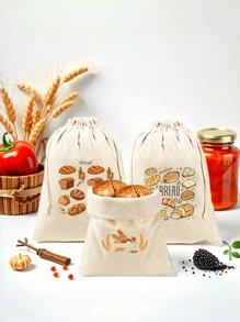 1Pc Bread Bags For Homemade Bread, Linen Bread Bag Storage, Reusable Sourdough Bread Bags Drawstring Bread Container For Toast, Loaf,Sandwich Fresh Longer - Multicolor - View 2