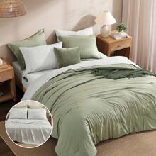Melex 7 Pieces Prewashed Bed In A Bag Bedding Sets With Comforters, All Seasons Down Alternative Comforter Bed Set With Sheets,Pillowcases & Shams - Olive Green - View 4