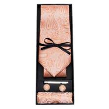 5Pcs/Set Gift Box Men's Necktie Fashion Striped Floral Pattern Tie With Clip Gift Box Set Perfect For Man Wedding Business - Multicolor - View 16