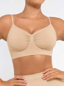 FeelinGirl Bralettes For Women With Support Comfortable Bras No Underwire Seamless Everyday Bras - 米色 - 查看 5