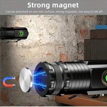 1pc Mini Portable Multifunctional Hat Clip Flashlight With 3 Modes, Bright Light, Magnetic Absorption, Hammer For Self-Defense, Aluminum Alloy Material, Suitable For Outdoor Adventures, Car Emergency Use