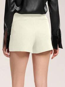 Solid Color High-Waisted Basic Skort, Simple & Fashionable, Suitable For Summer - Beige - View 2