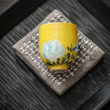 1pc Hand-Painted Camellia Ceramic Tea Cup With Saucer, Chinese Style Drinkware, Home Teacup, 50ML