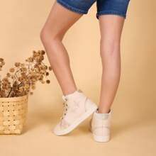 Andrea Girls Casual Sneakers For Girls, Basic And Lightweight Ankle Boots With Shiny Details In Beige - 米色 - 查看 5