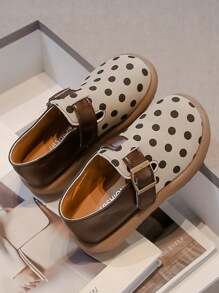 1 Pair Children Polka Dot Patchwork Flat Shoes, Fashionable & Minimalist, Suitable For Spring/Summer