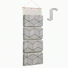 1 pièce Sac de rangement mural, organisateur suspendu à 4 couches en lin imperméable et coton pour le salon, la chambre à coucher et la salle de bain