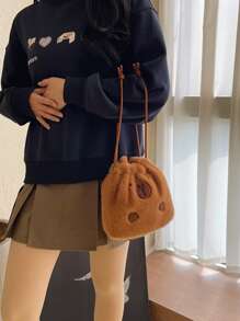 Trousse de maquillage mignonne, animal en peluche, sac à main amusant, sac de toilette, portefeuille pour le shopping et les loisirs