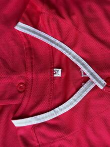 Atonmore Men's Red Baseball Jacket With Classic Baseball Embroidery, Sports Jersey, Button-Up Training Uniform