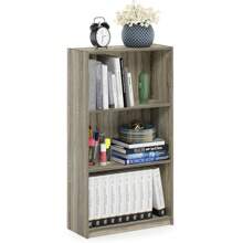 Basic 3-Tier Bookcase Storage Shelves, Sonoma Oak - Sonoma Oak - View 4