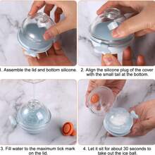 1 件大号冰球制作器，圆形冰块托盘球形冰球托盘硅胶和 ABS 冰块模板，可制作 2.36 英寸冰球，适用于威士忌鸡尾酒