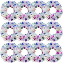 12pcs Cute Polyester Spiral Hair Scrunchies With Heart Shape Design, Colorful Accessories For Party And Dance, Spring/Summer