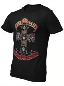 Playera Camiseta Guns N Roses Appetite For Destruction 1 Pieza 220g Camiseta De 100% Algodón Digital Impresa De - Negro - Ver 1