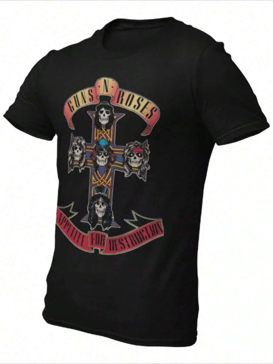 Playera Camiseta Guns N Roses Appetite For Destruction 1 Pieza 220g Camiseta De 100% Algodón Digital Impresa De - Negro - Ver 1