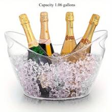 1件/2件-4L/組 壓克力派對冰桶，4公升塑料桶，適用於飲料、水果和派對，完美適合葡萄酒、香檳或啤酒瓶，適合夏季戶外活動或露營 - 無色 - 查看 13