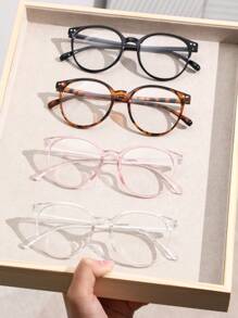 4pcs Geometric Frame Colorful Plastic Boho Fashion Leopard Print Pink Black Clear Glasses For Teenagers Daily Outdoor School Accessories