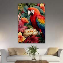 1 Piece Home Wall Decor Framed Canvas Colorful Parrot Pattern Canvas Wall Art Paintings For Living Room - Canvas Framed Print Wall Artworks Bedroom Decoration Office Wall Decor