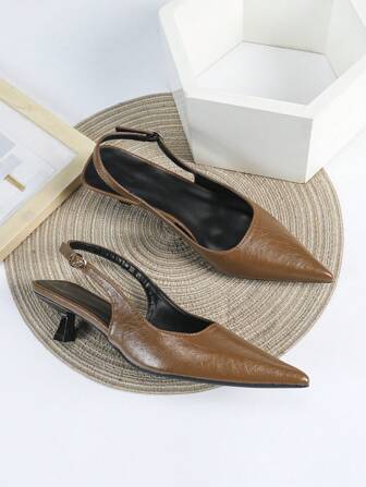 Fall/Winter 2025 Women's Black High Heel Pumps, 4cm Kitten Heel Shoes, Party High Heels, Formal Shoes, Slip-On Backless High Heels, Stiletto Heel Party High Heels, Pointed Toe High Heels, Elegant