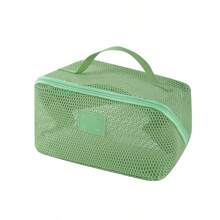 Bolsa de maquillaje de alta gama con diseño tipo Ins de gran capacidad y malla, organizador de artículos de tocador portátil y multifuncional para viajes