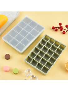 Silicone Ice Cube Mold Suitable For Food Use, Featuring 15 Or 24 Square Grids With A Lid For Easy Ice Release.Soft Silicone 15 Grids Ice Making Box - 1pc Low Temperature Resistant Easy To Clean Ice Cube Mold Tray,Silicone Ice Tray -Grids Hexagonal Ice Cube Mold For Perfectly Shaped Ice Cubes And Ice Balls
