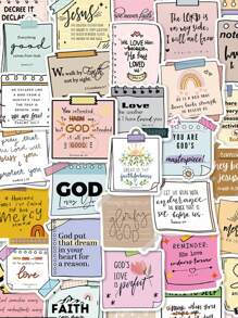 SCXXBSW 50 件便签、圣经卡通、趣味文字贴纸、自粘式桌面手机壳、笔记本防水贴纸 - 彩色 - 查看 1