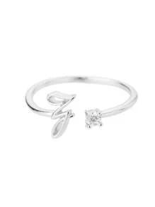 女士不锈钢小字母开口戒指时尚锆石 A-Z 字母可调节戒指女式婚礼美学珠宝 - 多色 - 查看 37