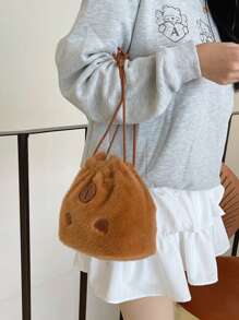 Trousse de maquillage mignonne, animal en peluche, sac à main amusant, sac de toilette, portefeuille pour le shopping et les loisirs