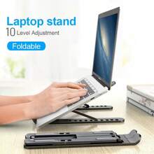 Baofeng 1pc Plastic Desktop Laptop Stand For Improved Ergonomics, Adjustable Height Cooling Base, Foldable Stand For Desktop Vertical Monitor - Black - View 3