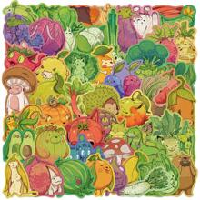 50pcs Fruit And Vegetable Animal Graffiti Stickers - Perfect For Decorating Water Bottle, Laptops, Phone Cases, Skateboards & More