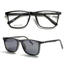 Armação Óculos Para Grau Masculino Clipon Polarized 2 Em 1 Sunglasses Magnetic Eyewear -5034 -Preto Fosco