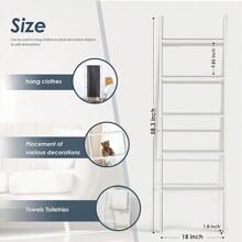 6-Tier 5.7FT Wooden Blanket Ladder - Easy Assembly, Rustic Decor For Living Room, Bedroom, Bathroom - White Wash - 白色 - 查看 6