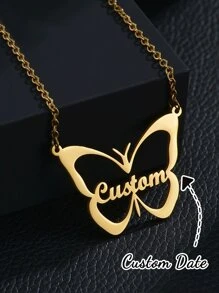 1 件定制银色/金色 18k 镀金项链，带有卡通动物爪印，可个性化定制名字，由不锈钢制成。母亲节或情人节的简约优雅礼物