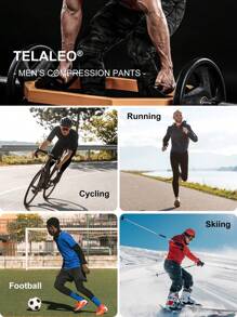 TELALEO Men's Compression Pants, Tight Leggings, High-Performance Sports Underwear, Fitness, Running - Black - View 6