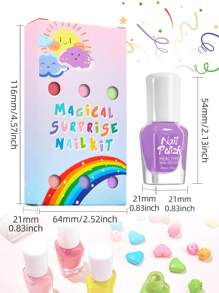 6PCS/SET/4ML Colorful Kids Fun Nail Polish Set, Graffiti Nail Art Waterbase Non-Bake Gel Nail Polish Top & Base Coats, Multicolor Glitter Powder, Suitable For Kids Nail Salon, DIY Home, Festivals, Birthdays Nails Nail Supplies - Multicolor - View 4
