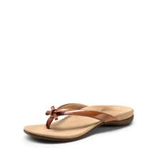 Women's Low Wedge Flip Flops Bow Knot Arch Support Orthopedic Thong Slides Sandals Comfortable Dress Walking Summer Vacation Sandals Shoes - 棕色 - 查看 4