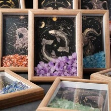 1颗天然能量宝石，十二星座七脉轮相框家居装饰桌面摆件礼品 - 十二星座碎石相框 - 查看 3