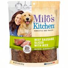Lonchas de golosinas masticables para perros con salchicha de ternera y arroz de Milo's Kitchen - 18oz - 1 - Ver 1
