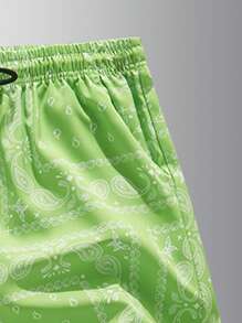 Sunga de Banho de Secagem Rápida com Estampa Floral Masculina - Shorts de Praia Casuais de Poliéster com Bolsos e Cordão na Cintura, Adequado para Verão, Piscina e Atividades ao Ar Livre