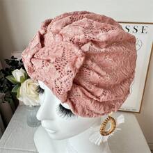 Lace Non-Waterproof Swimming Cap, Comfortable Breathable Fashion Large Head Circumference Cap Suitable For Long Hair, Ideal For Spa, Vacation, Beach Photography