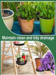 16-Piece Round Plastic Planter Mat - Water Permeable, Plant Tray For Indoor And Outdoor Use, Soil Trap For Planters, Includes Four Sizes